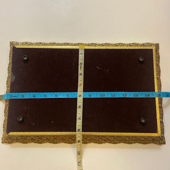 Antique Oval Filigree Mirror Tray - Picture 8 of 12